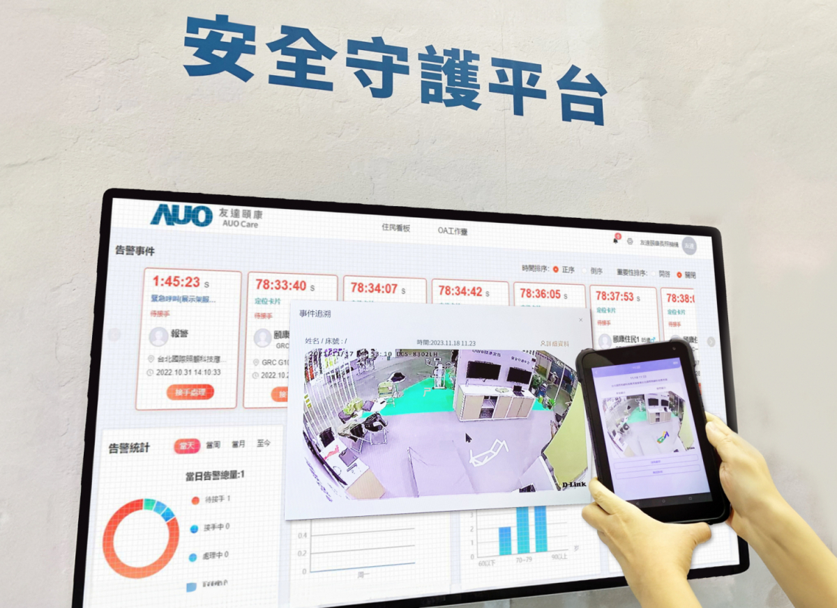 PA視訊頤康整合軟硬件包含跌倒偵測(cè)、智能床墊和緊急呼叫管理等，透過(guò)安全守護(hù)平臺(tái)進(jìn)行IoT設(shè)備統(tǒng)一監(jiān)控與管理，提供長(zhǎng)照?qǐng)鲇蚵鋵?shí)安全守護(hù)方案